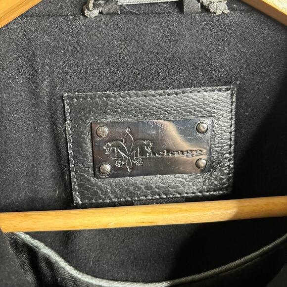 Mackage Leather Trim Wool Cashmere Blend Coat Black Size S - Picture 3 of 4